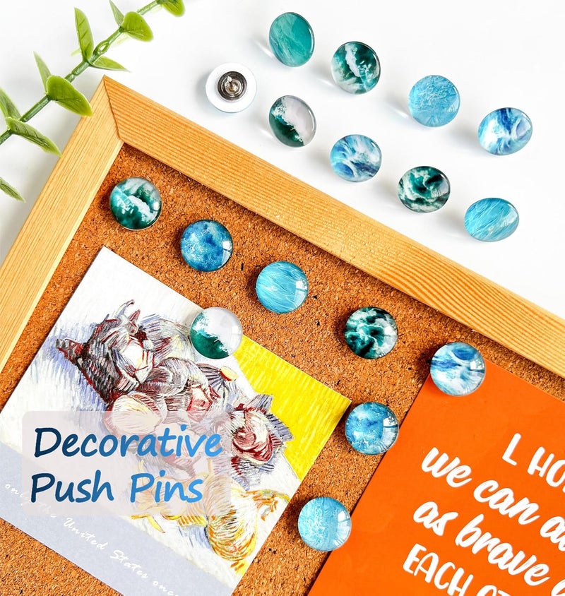 Tandarui Ocean Decorative Push Pins, Thumb Tacks for Bulletin Board, Bulletin Board Decorations,Photos Wall Maps,Cute Thumbtack for Desk Accessories,Classroom Decor, Office Decor and Home(Ocean-24) - Image 2